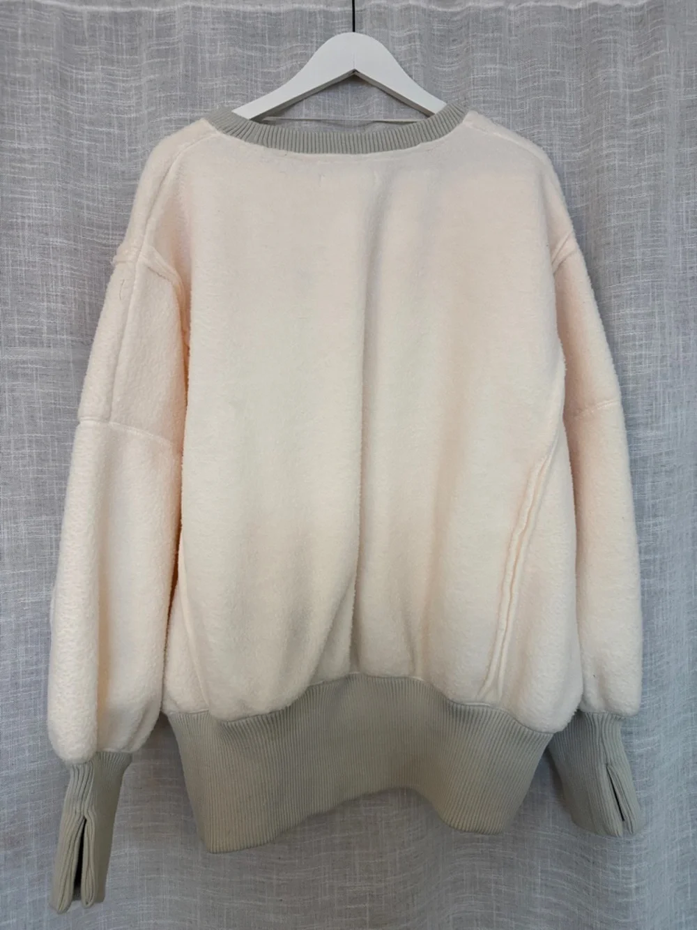 Free People Cream Pullover with Light Gray Ribbed Trim - Picture 3 of 3